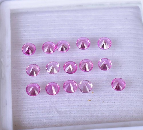Natural Royal Pink Sapphire 15 Pcs Round Certified 3.10 mm Loose Gemstone - Picture 5 of 6