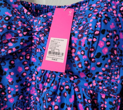 NWT Lilly Pulitzer Preslee Long Sleeve Size 10 Blue Flare Growl and Prowl.SRP148 - Picture 8 of 8