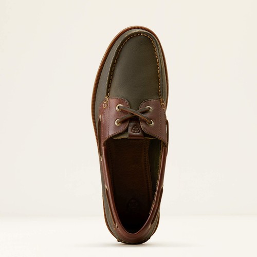 Ariat Antigua Women's Leather Deck Shoes Olive Night - Picture 6 of 8