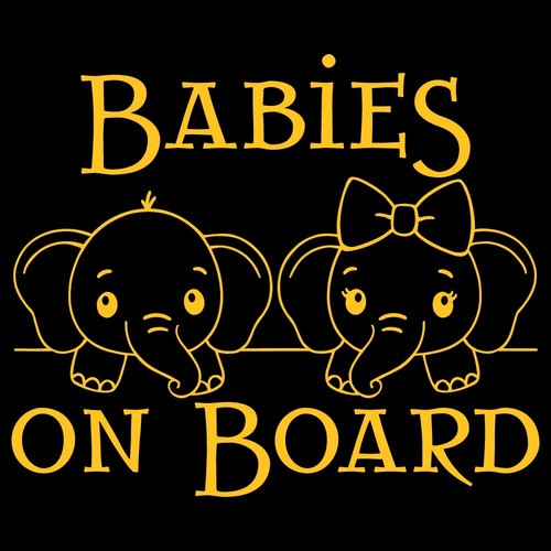 7.1" BABIES ON BOARD ELEPHANT Vinyl Decal Sticker Car Laptop Twins Baby Vehicle - Picture 21 of 83
