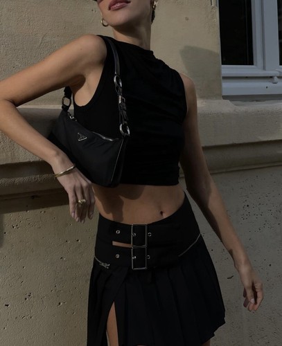Prada Tessuto Spazzole Pochette Black Mini Bag Handbag Shoulder bag