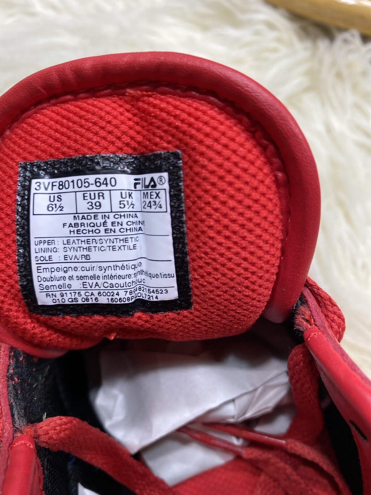 SAOLA Fila Sneakers Uomo 3VF80105 640 Rosso Blu Navy e Bianco Taglia 6 5