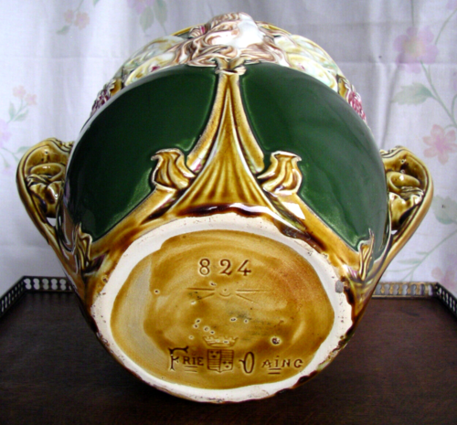 Frankreich Onnaing Cachepot LA FEMME PAPILLON Jugendstil 1890 Übertopf Keramik - Bild 13 von 15