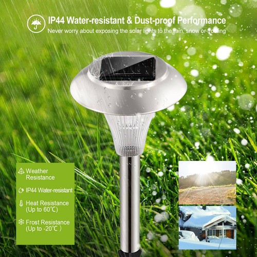 Solar Power LED Garden Lights Stainless Steel Outdoor Landscape Lawn Path Decor - Picture 6 of 16