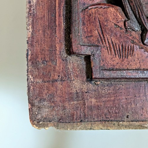 Antique Chinese high relief hand carved wood wall panel with figures and a horse - Picture 7 of 9