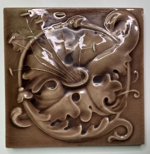 Antique Floral Tile by Cambridge Brown Glazed 6” x 6” - Picture 1 of 5