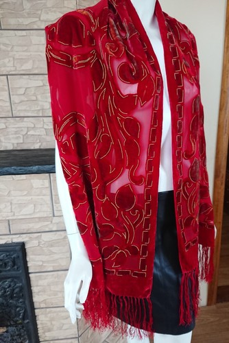 Colección Besarani Bufanda Londres Seda Viscosa Chal Terciopelo Floral - Imagen 5 de 12