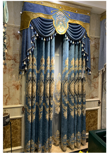 European Luxury High Quality Chenille Embroidered Blackout Curtains Windows - Picture 11 of 23