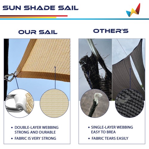 12x12x12 ft 16x16x16 ft Sun Shade Sail Triangle Garden Patio Awning Canopy Cover - Picture 8 of 87