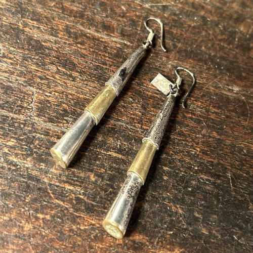 Vintage Earrings Sterling Silver 925 Teardrop Dangle Drop Brutalist c - Picture 1 of 15