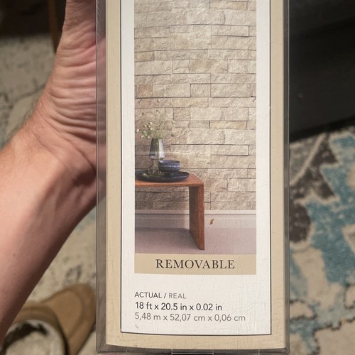 Neutral Vinyl Stone Self-adhesive Peel Stick Wallpaper 30.75 - Picture 3 of 9