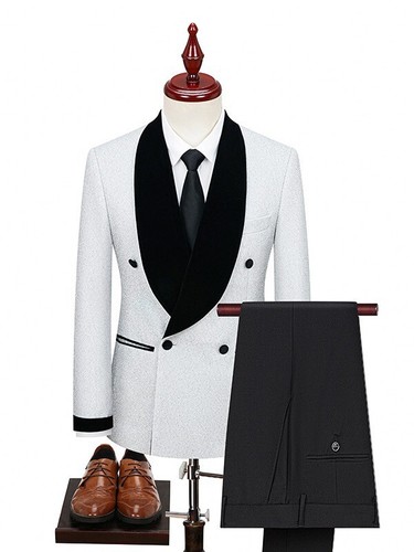 Traje de escenario para hombre chaqueta de gran tamaño vestido de novia anfitrión actuación 2 piezas abrigo + pantalones - Imagen 16 de 31
