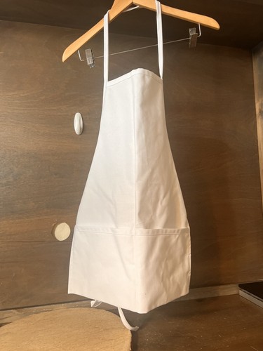 Daystar Apron Style w/pocket bib butcher aprons ~ Made in USA WHITE NWOT