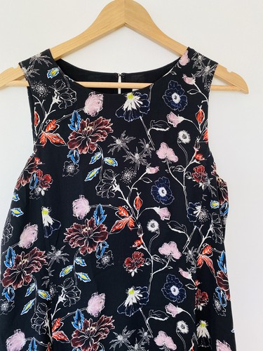 ALC Black Floral Silk Sheath Dress Size 8 Summer Dress - Picture 2 of 9