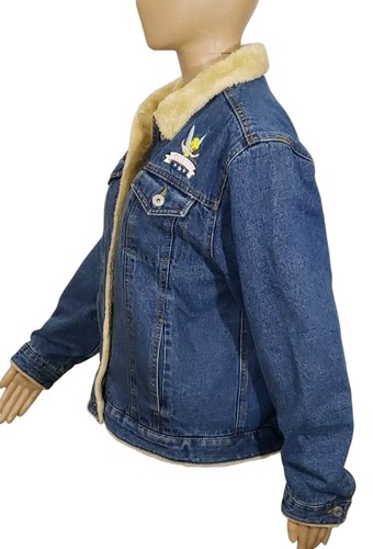 Disney Tinkerbell Embroidered Denim Trucker Jacket Sherpa Lined Womens Sz S/M  - Picture 5 of 13