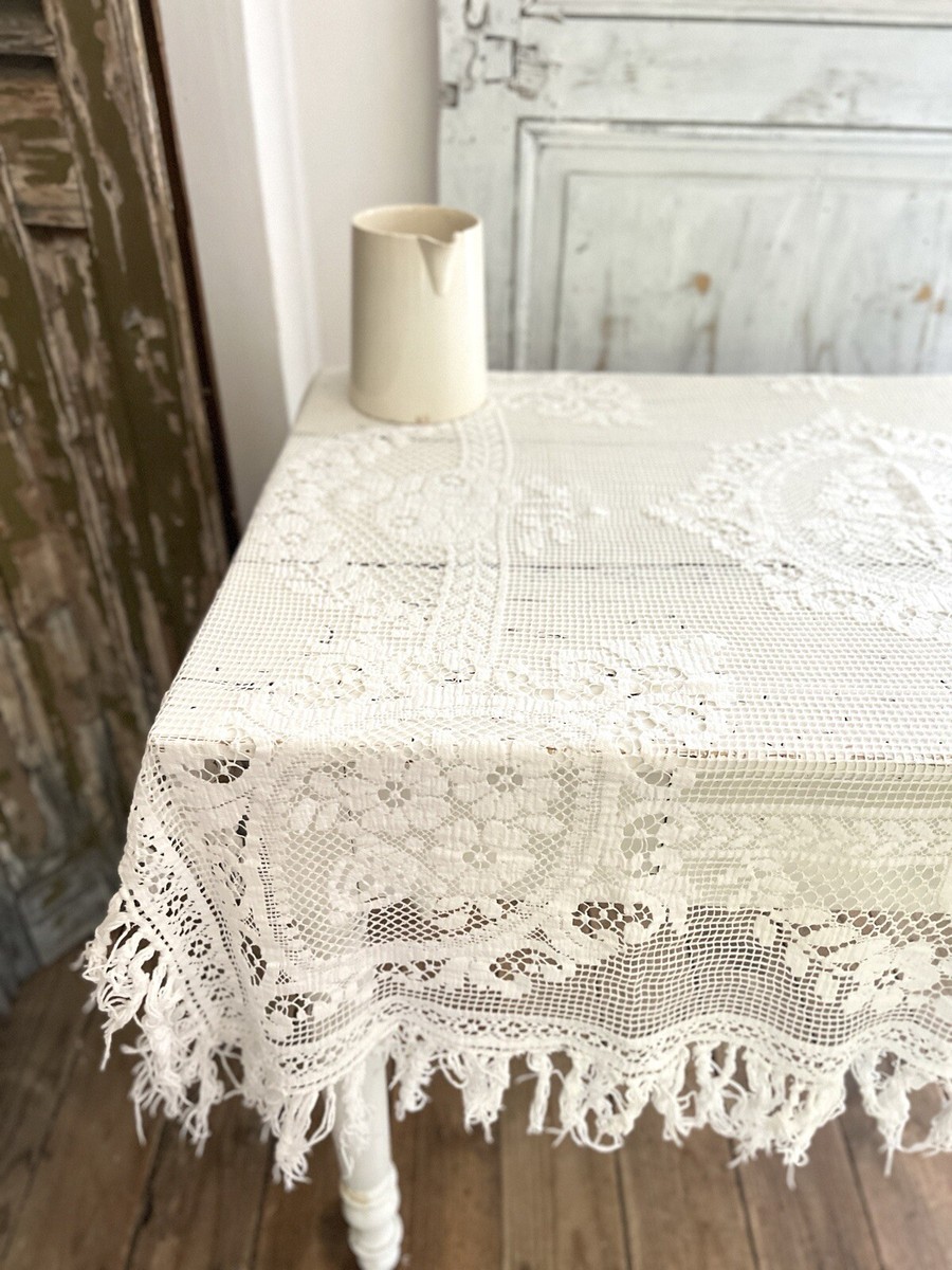 カーテン 1910s French Filet Lace Bed Cover カーテン 1910s French Filet Lace Bed Cover 1910s French