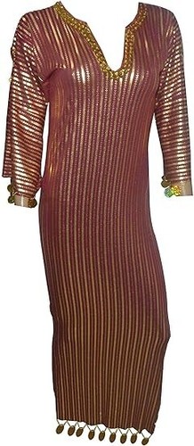 Belly Dance ( Dark Red X Gold ) Nancy Stretchy Dress Galabeya Costume Baladi - Picture 1 of 4