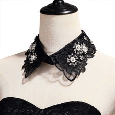 Elegant Lace Detachable Collar for Women Embroidery Floral Beaded False Collar