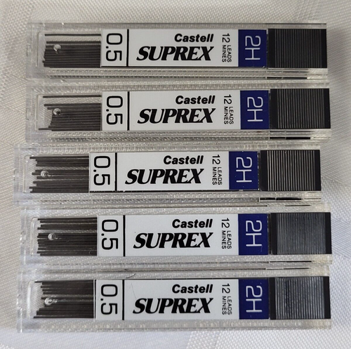 CASTELL SUPREX 0.5 MM 2H PENCIL REFILLS LEADS MECHANICAL PENCIL LEAD NEW NIP - Picture 6 of 12
