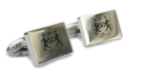 Irish Family Name Crest Engraved Cufflinks with Matching Gift Tin - Picture 48 of 56