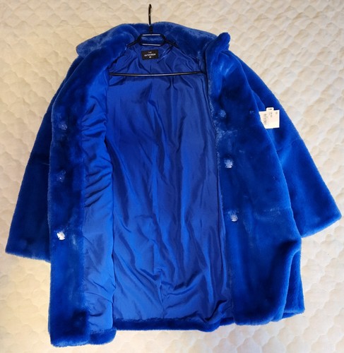 *** Damen Jacke Kurzmantel Blazer Pelz Fell Imitat Blau Gr. 38 Neu *** - Bild 3 von 8