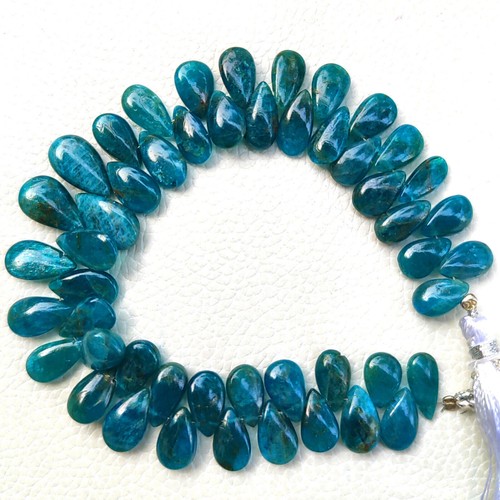 Natürlicher Neon Blau Apatit Edelstein 10x7 bis 15x9 mm Größe Glatt Birne Perlen 8 Zoll Strang - Bild 4 von 7
