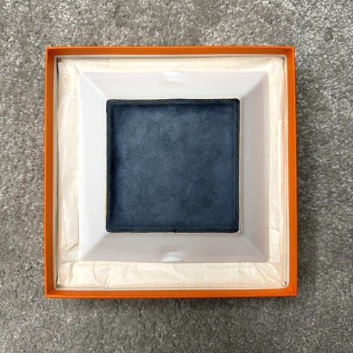Hermes Paris Porcelain Change Tray Cigar Ashtray CHAINE D'ANCRE BLUE 16cm w/Box - Picture 3 of 7