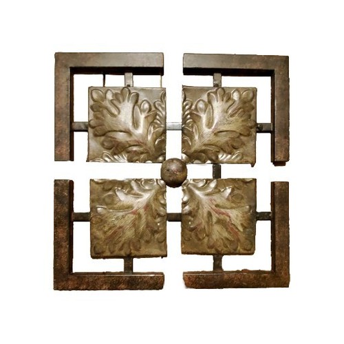 Vintage Metal Decor Square Leaf Design Wall Plaque 12"x 12" Decorative  Hanging  - Picture 1 of 4