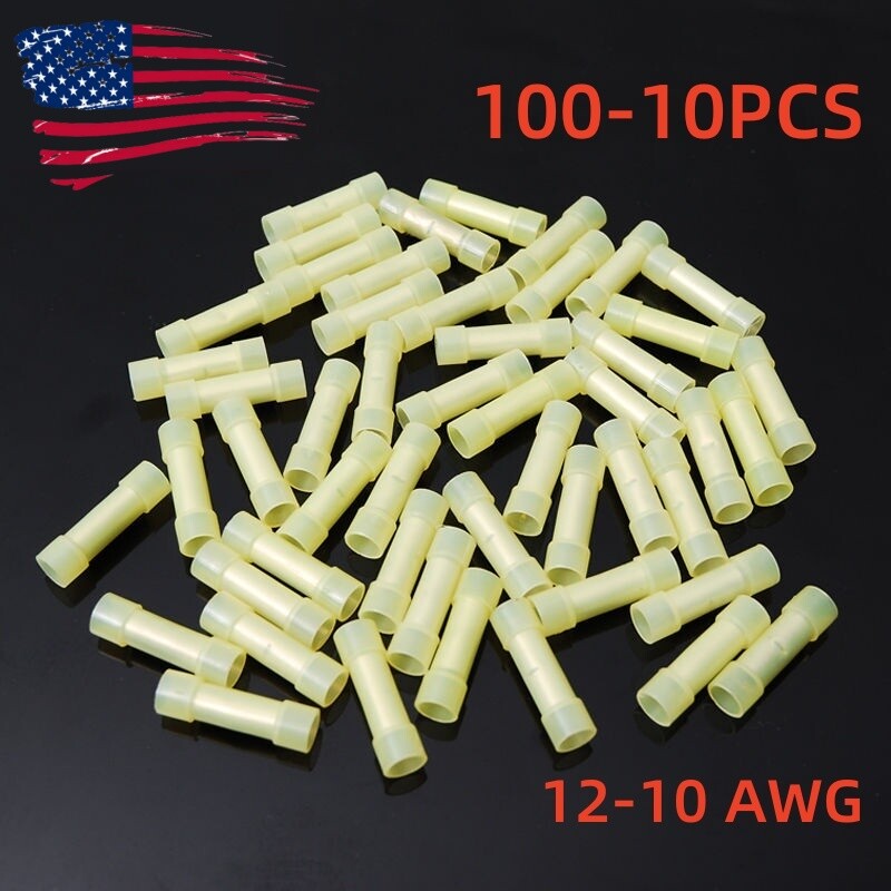100 Bornes à Oeillet Isolées Vinyle #10 - Pour Fils 12-10 AWG, Noyau Cuivre, Fabrication Taïwan