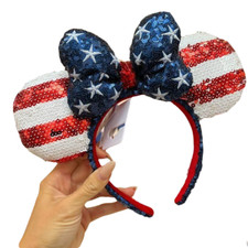 Stars Stripes Americana DisneyPark Minnie Ears Flag Patriotic 4th July Headband