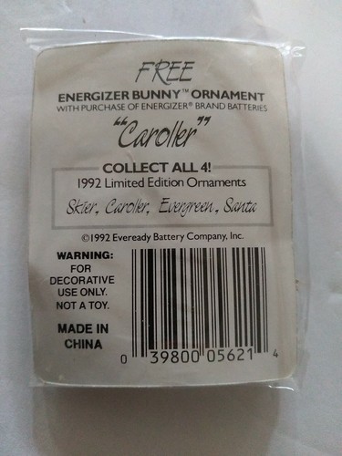 Energizer Bunny 1992 Limited Edition Christmas Ornaments - 4er Set - Neu Versiegelt - Bild 7 von 11