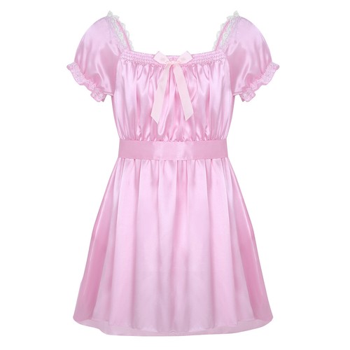 Para Hombres Satén Volantes Travesti Chica Sissy Vestido Mucama Disfraz Pijama Ropa de dormir - Imagen 2 de 74