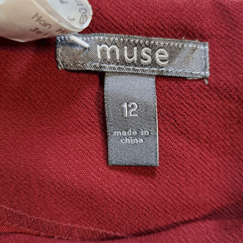 Muse Casual Sheath Solid Dress Size 12 Burgundy - Picture 5 of 12
