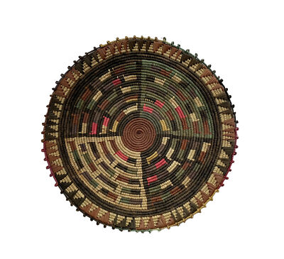 Vintage African Woven Circular Raffia Place Mat Platter Decorative ...