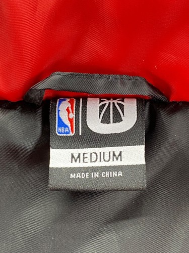 Chicago Bulls NBA Pullover Jacket Quarter Zip Men’s M Hooded Red Black LOGO USED - Picture 6 of 24