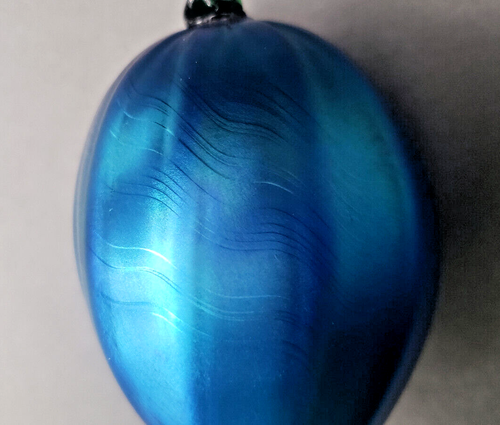 STUNNING Orient & Flume Iridescent Peacock Blue Teardrop Christmas Ornament RARE - Picture 3 of 24