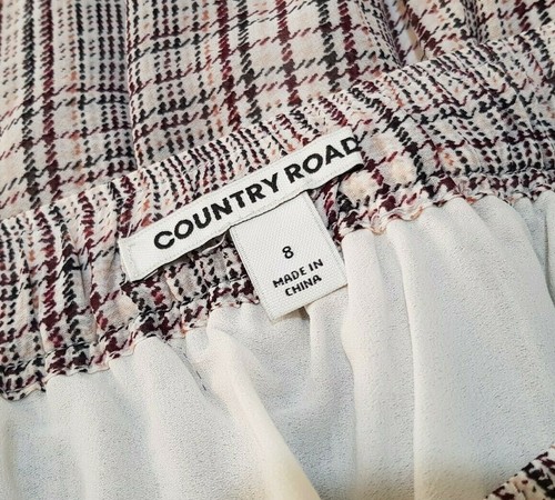COUNTRY ROAD Womens Black & Maroon Striped Flowy Lined Mini Skirt - Size 8 - Picture 4 of 6