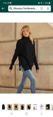 New Large Lillusory Black Long Sleeve Turtleneck Pullover Knit Sweater - Bild 9 von 9