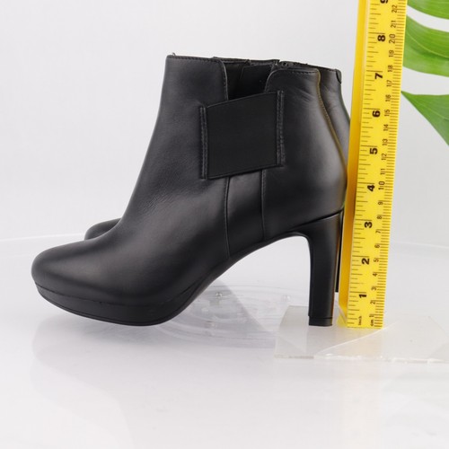 Clarks Womens Ambyr Rise Boot Size 6 Black Leather Platform Block Heel Bootie - Picture 6 of 14