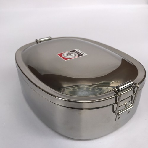Thai Zebra Brand Oval Lunch Box & Inner Box Silver Stainless Steel 16 cm 780 cc - Picture 9 of 12