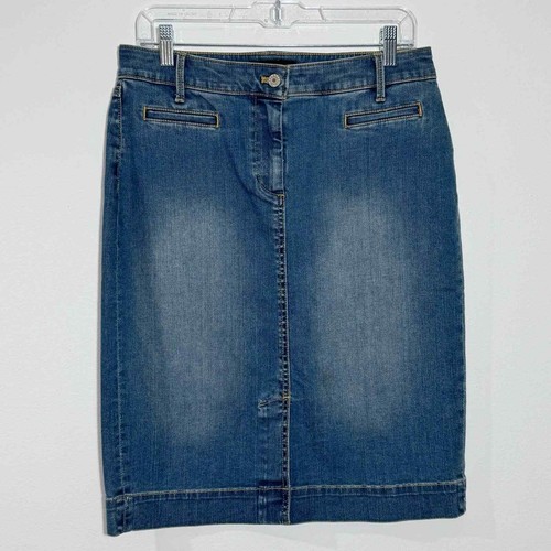 Talbots Jean Pencil Skirt In Blue Size 6