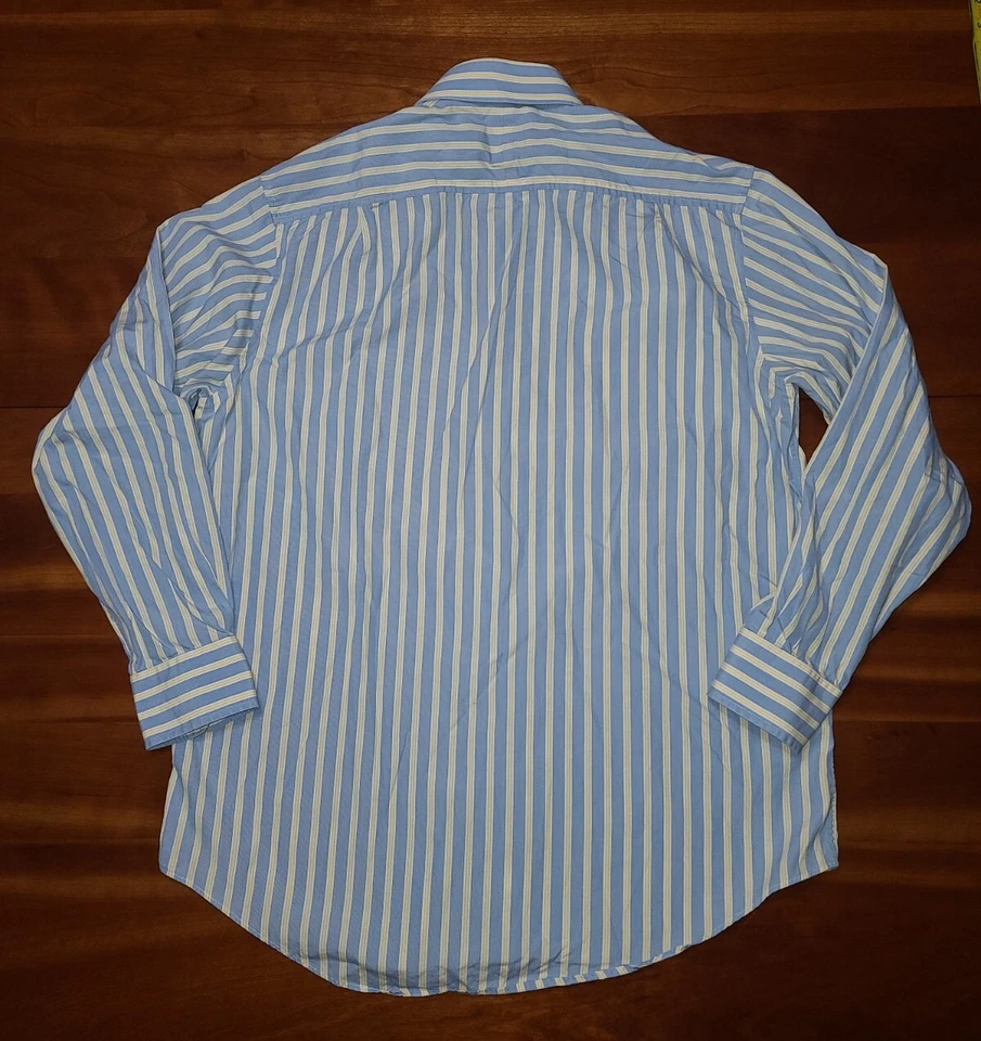 Camisa de vestir Vineyard Vines años 100 2 capas azul y amarillo a rayas para hombre talla 16-35 Foto 3 de 4