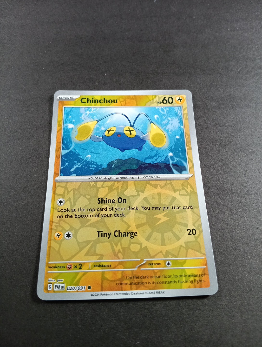 Pokemon Paldean Fates Chinchou Reverse Holo Common Card 020/091 NM