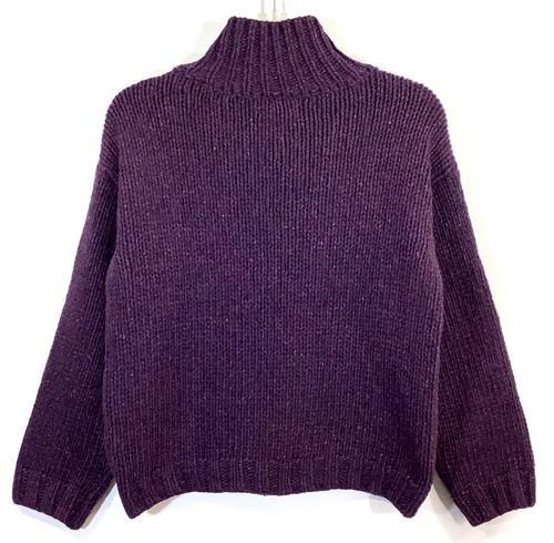 CALLIDAE Size S Heavyweight 100% Cashmere Chunky Cable Turtleneck Sweater WINE - Imagen 6 de 14