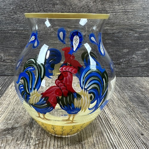 Lenox Farmhouse Style Painted Clear Glass Rooster Vase Decorative Collectible - Picture 3 of 11