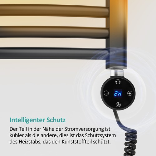 Badheizkörper Elektro Heizstab Heizpatrone 300W Temperaturregelung Schwarz EMKE - Bild 5 von 7