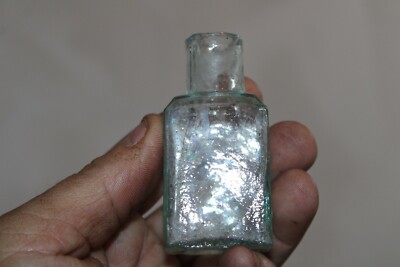 Antique, 3'' Blue, Rectangle, Sheared Rim, Ink Bottle, Item # A - 3657 