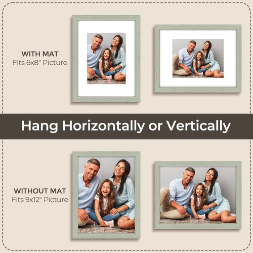 9x12 Picture Frames Light Grey Engineered Wood Plexiglass Wall Mounting 3 Pack - Picture 6 of 8