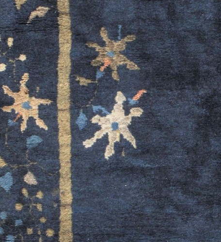 Art Deco Vintage Chinese Navy Area Rug 4' X 6'7 E24573 - Picture 6 of 8