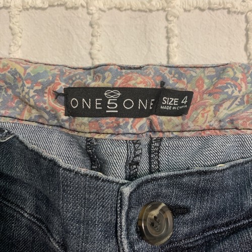 One 5 One Womens denim blue Jean Shorts Sz 4 5" Inseam - Foto 2 di 4